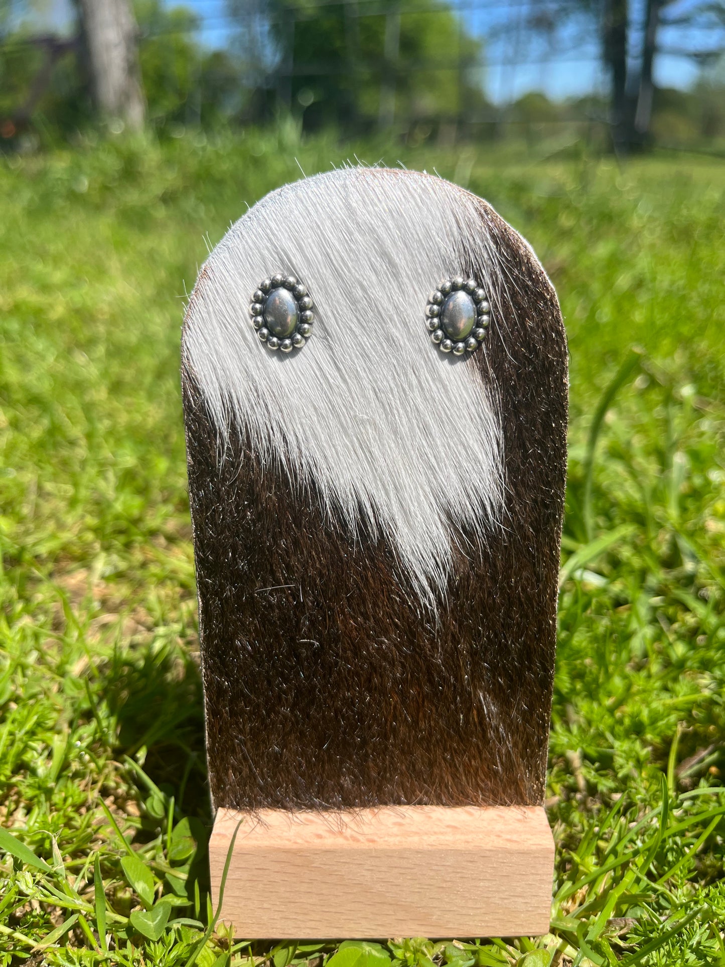 Oval Sterling Silver Dot Studs