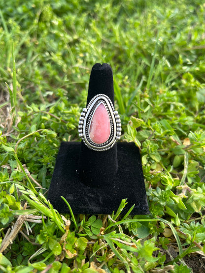 Adjustable Pink Peruvian Opal ring