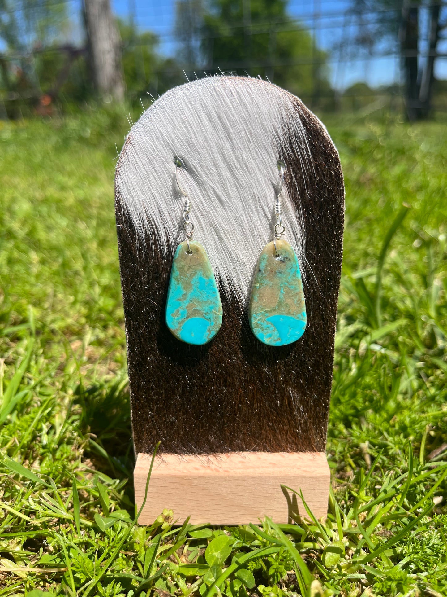 Kingman Turquoise Slab Dangle Earrings