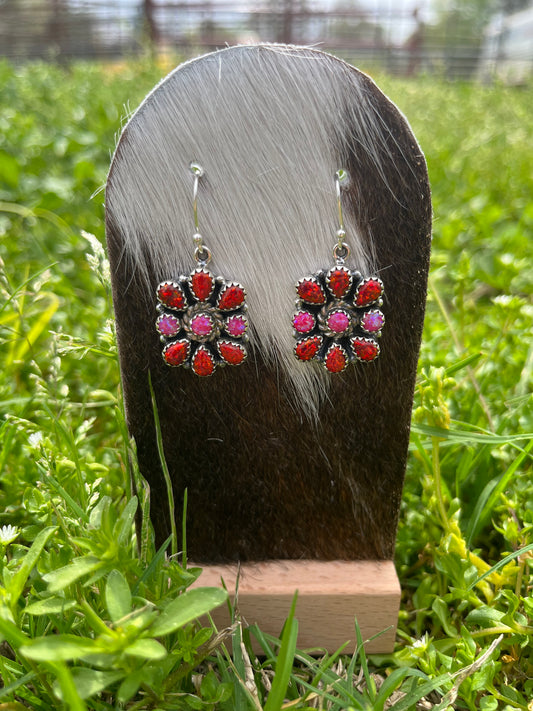 Pink & Red Fire Opal Earrings