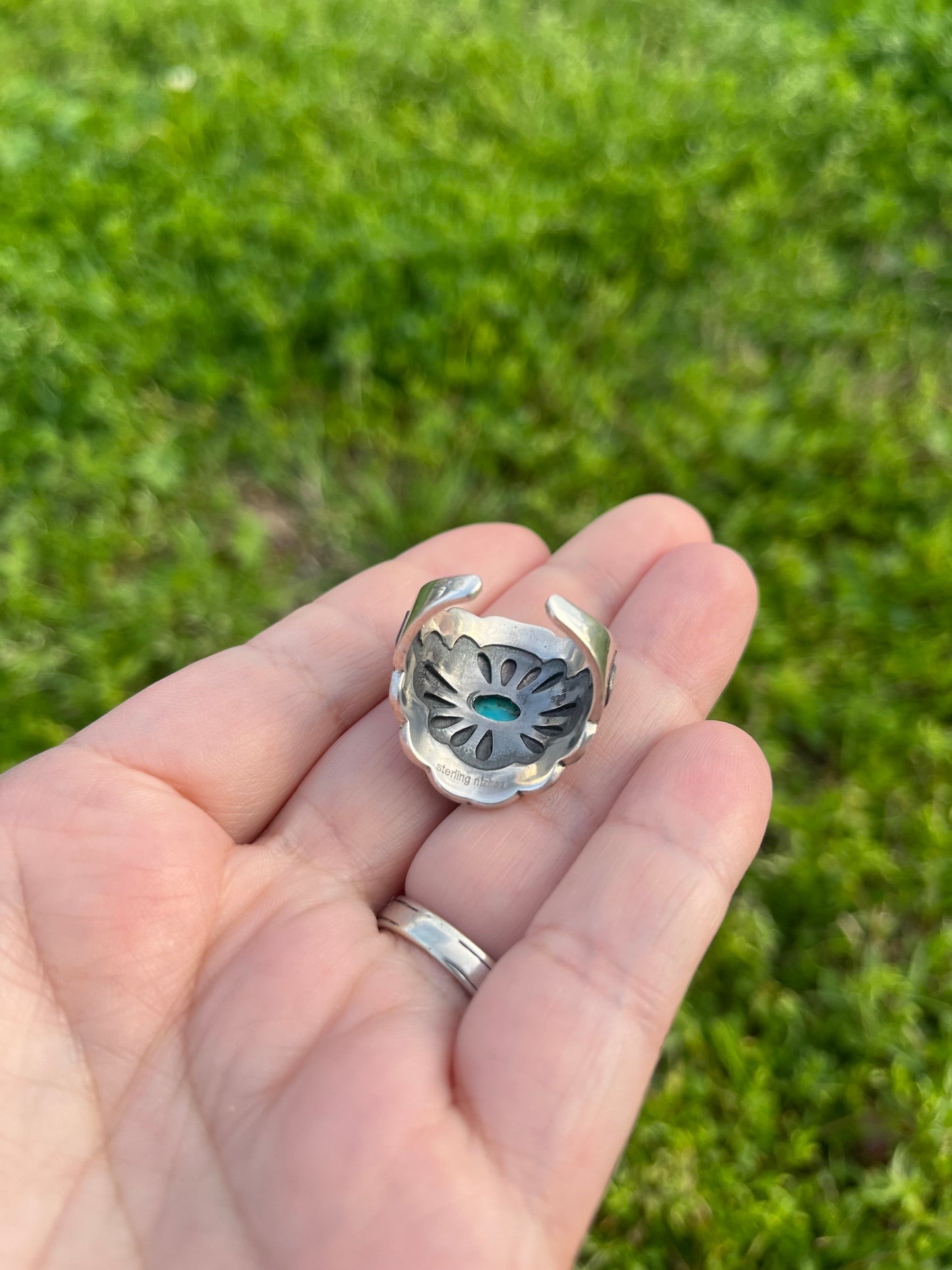 Adjustable Concho Turquoise ring