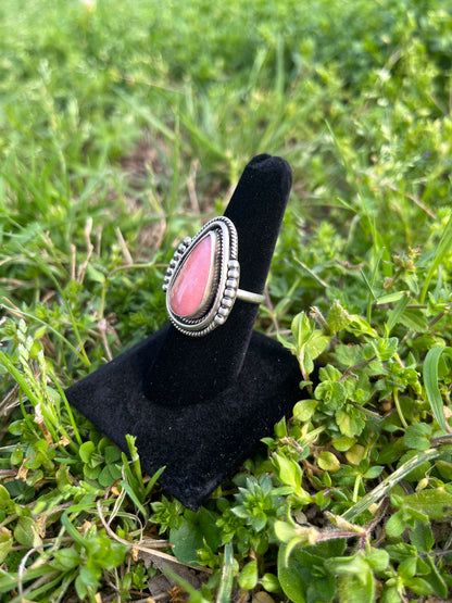 Adjustable Pink Peruvian Opal ring