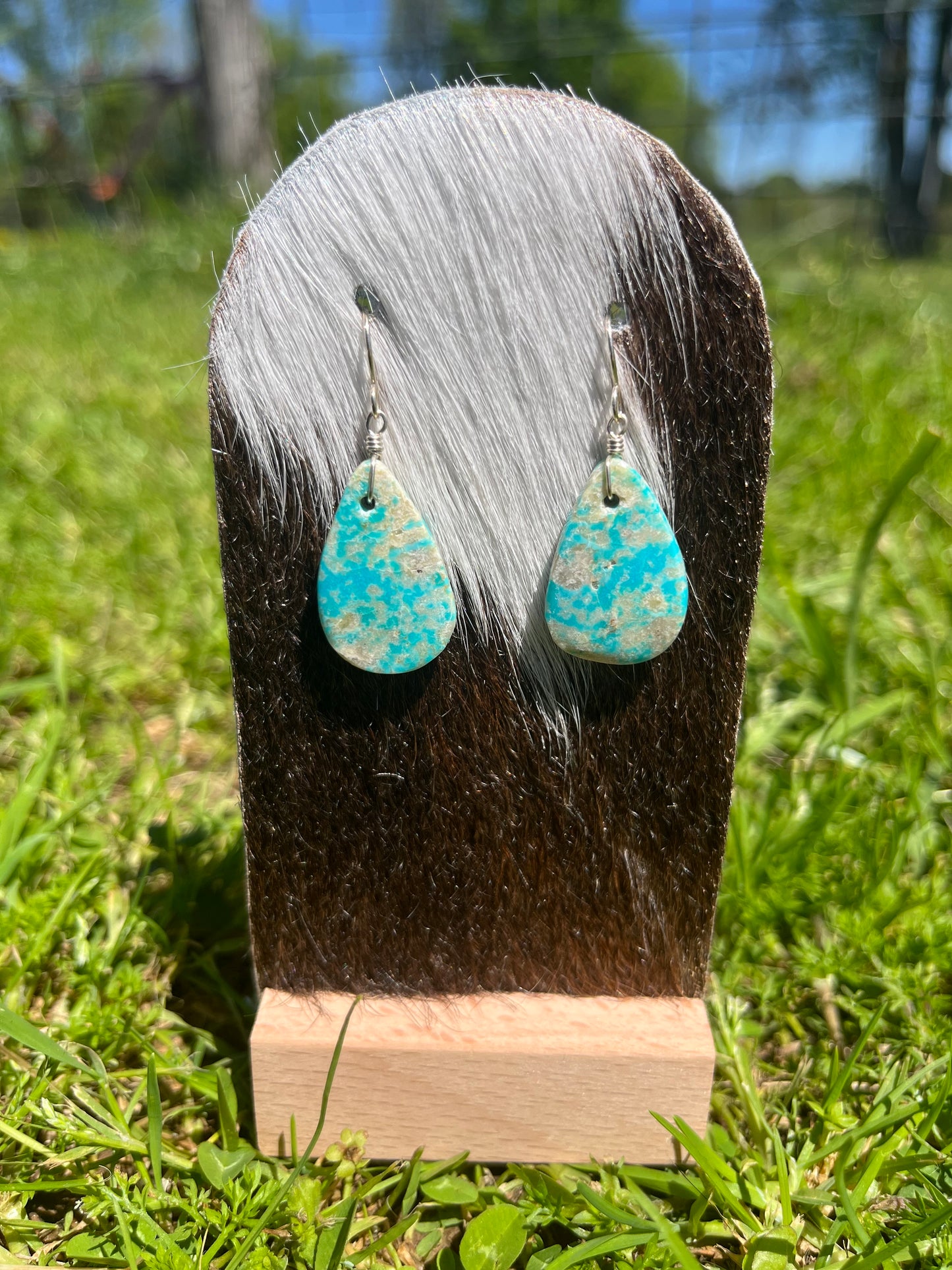 Sonoran Turquoise Dangle Slab Earrings