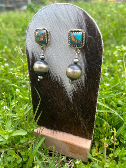 Blue Mojave Navajo Pearl Earrings