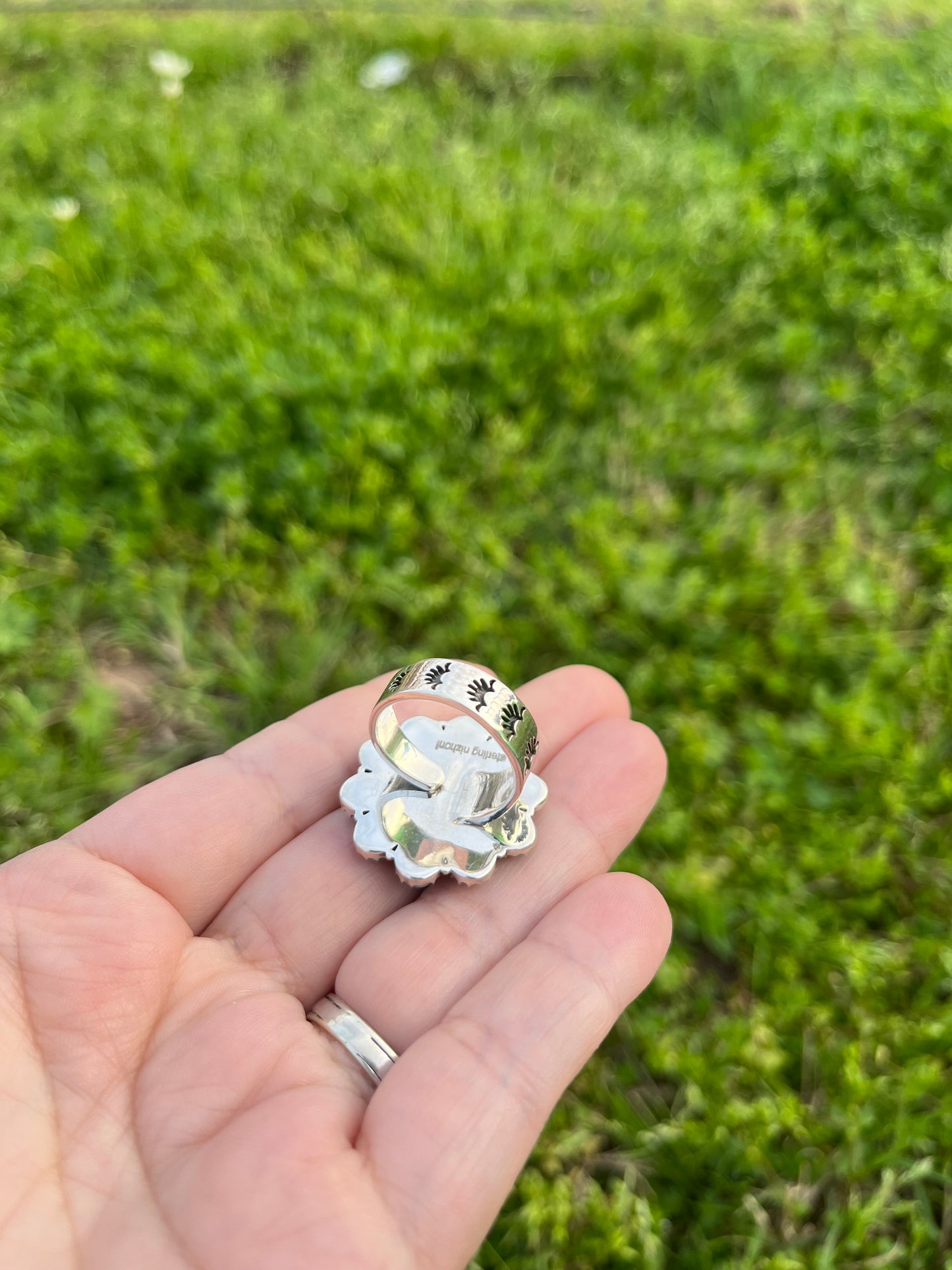 Adjustable Turquoise Flower Ring