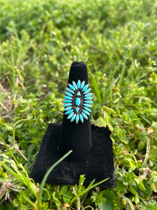 Adjustable Turquoise Cluster Ring