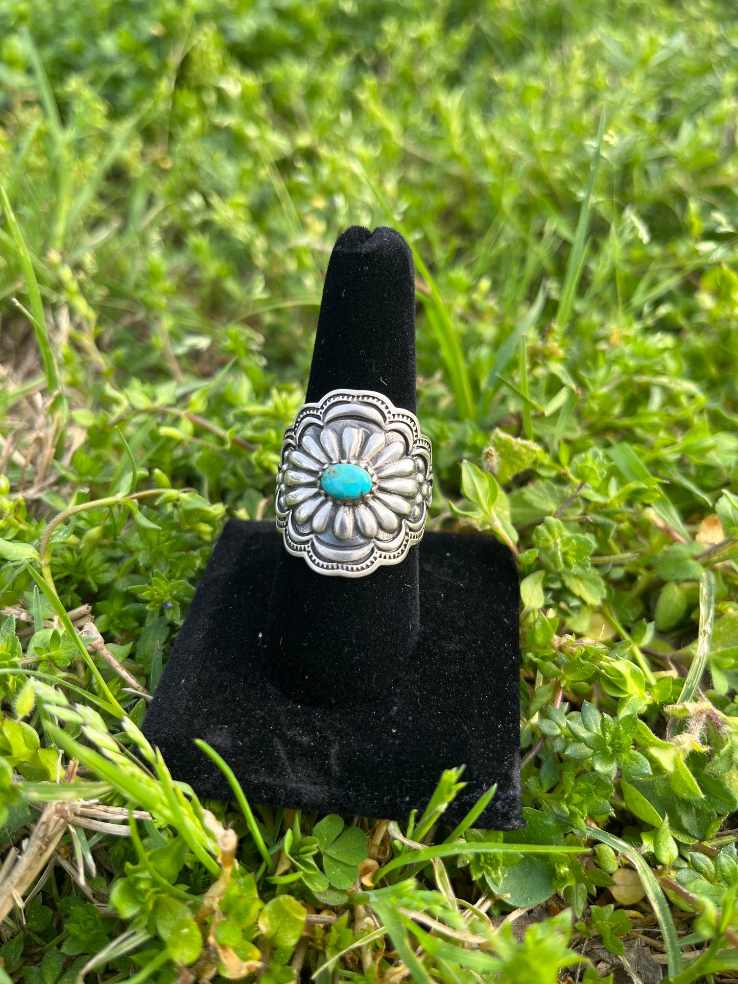 Adjustable Concho Turquoise ring