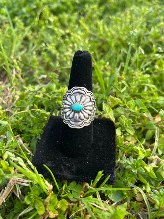 Adjustable Concho Turquoise ring