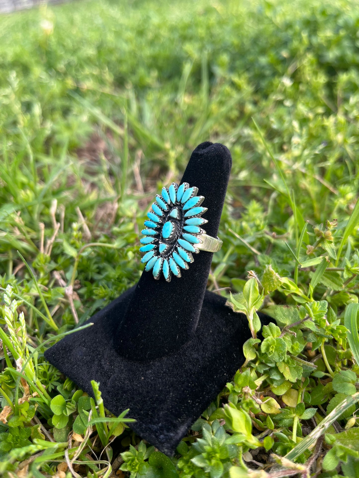 Adjustable Turquoise Cluster Ring