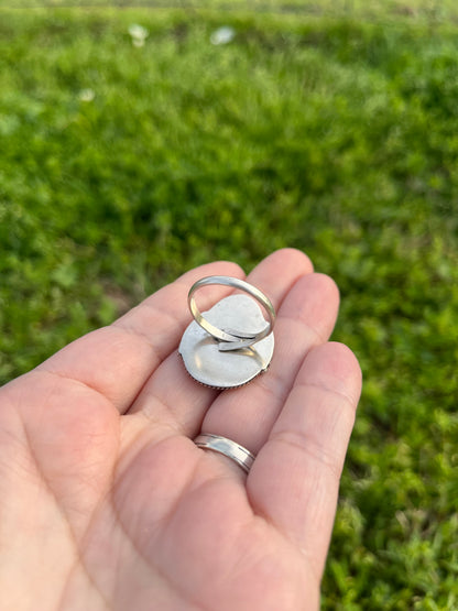 Adjustable Pink Peruvian Opal ring