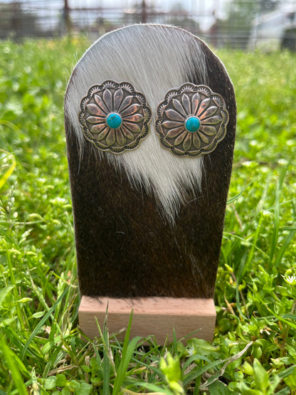 Vintage Turquoise Concho Earrings