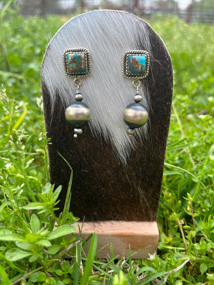 Blue Mojave Navajo Pearl Earrings