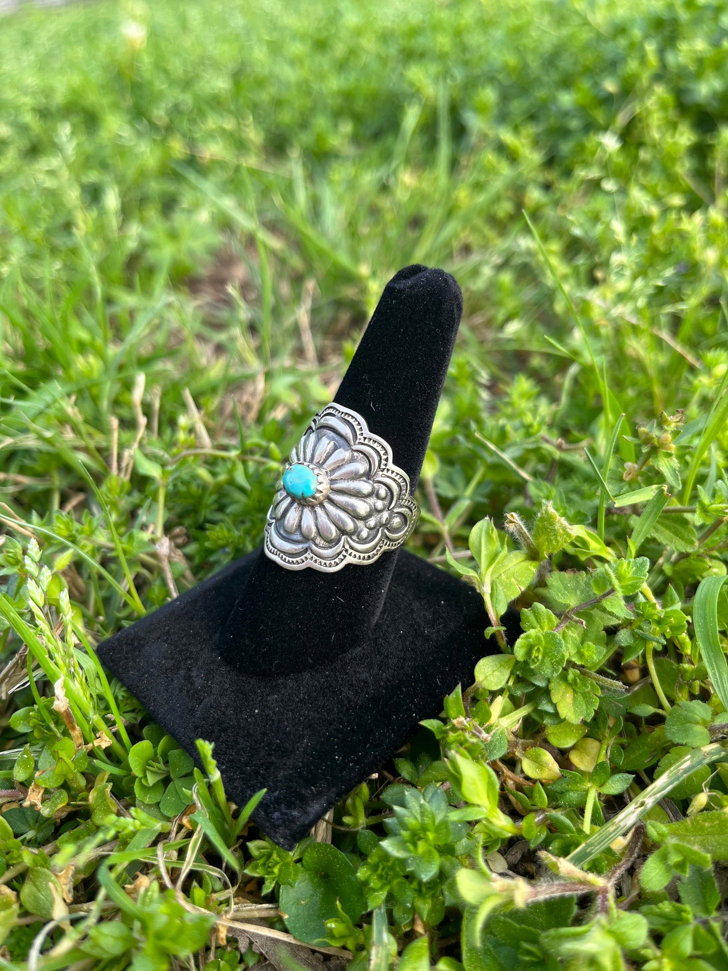 Adjustable Concho Turquoise ring