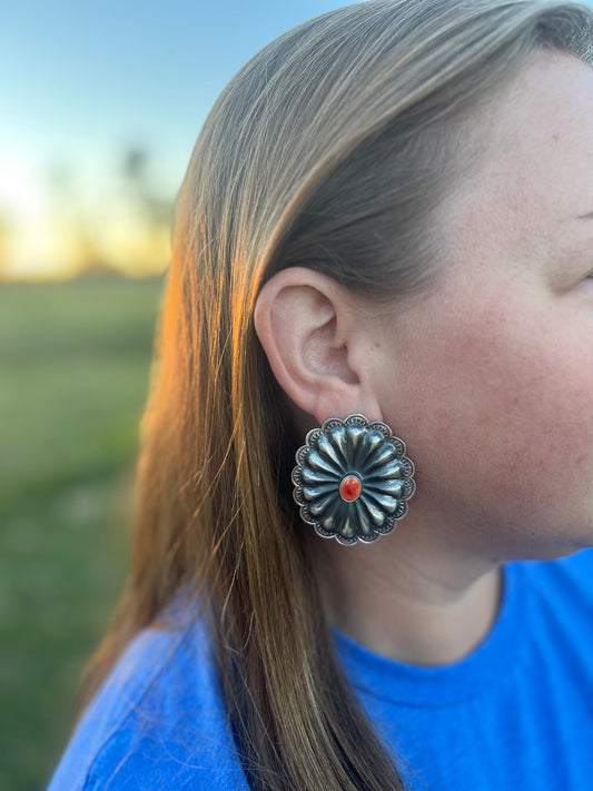 Spiny Oyster Concho Earrings