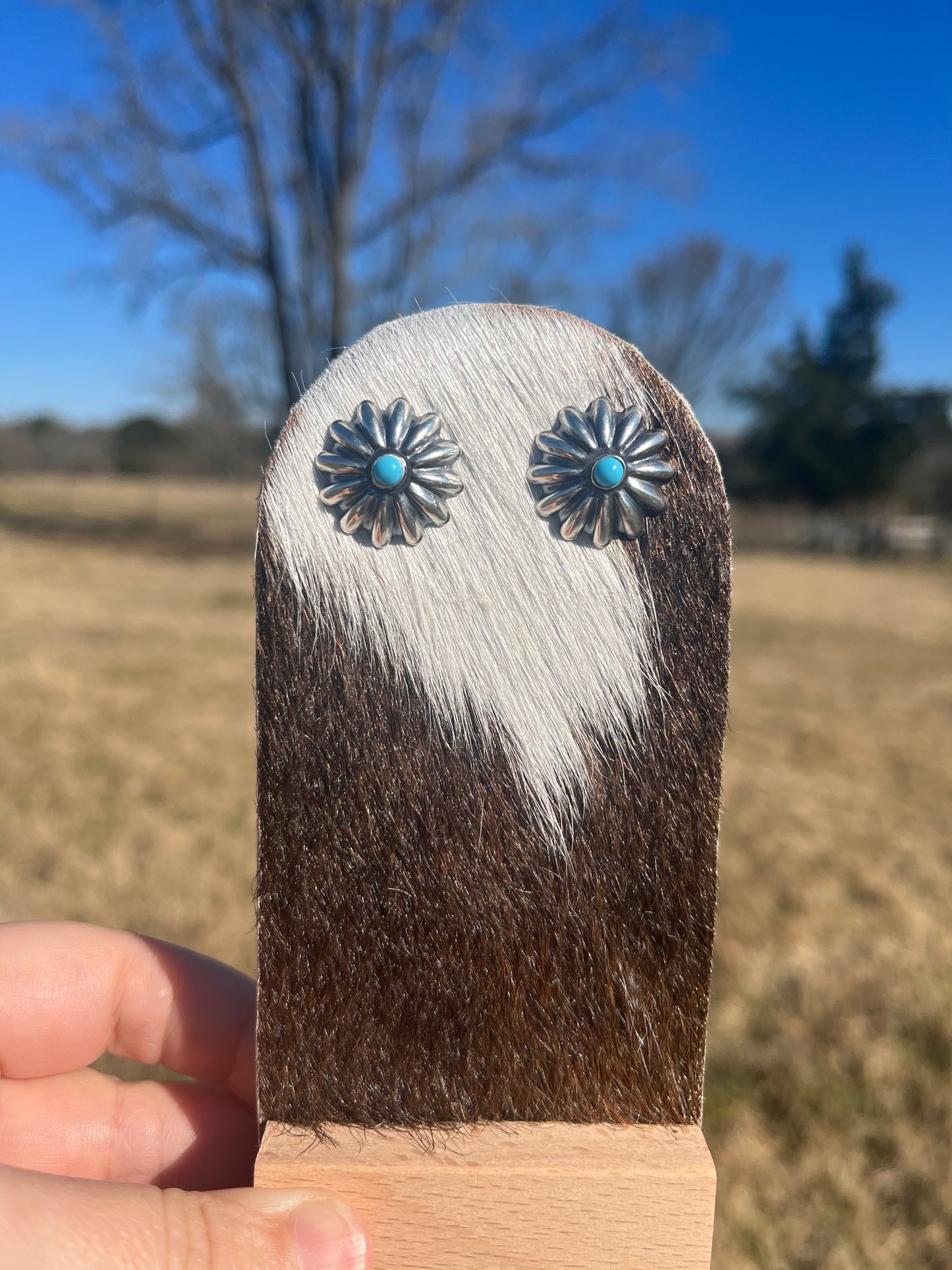 Turquoise Concho Stud Earring