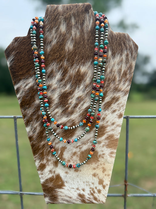 Multi Stone Pearl Necklace